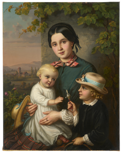 Portrait of a Young Woman with Two Children by Dominik Weber