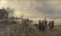 Rheinüberschwemmung bei Karlsruhe im Jahre 1887 by Friedrich Kallmorgen