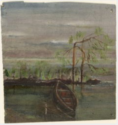 Rowing Boat at its Moorings by William Howis junior