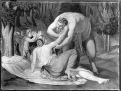 Satyr, Nymphe und Amor by Bonaventura Genelli