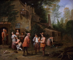 Scene in the courtyard of an inn by Peter Angelis