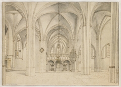 Schip en koor van de Sint-Cunerakerk te Rhenen, van west naar oost by Pieter Jansz Saenredam