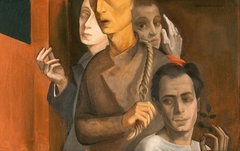 Self-Portrait in a Shroud (Group picture) by Felix Nussbaum