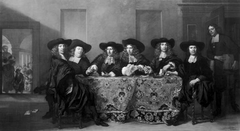 Six regents and the housemaster of the Oude Zijds institute for the outdoor relief of the poor, Amsterdam, 1675 by Pieter van Anraedt