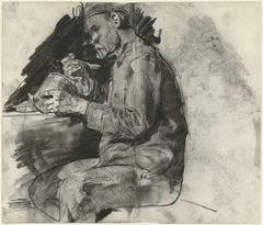 Soldaat die zit te eten by George Hendrik Breitner