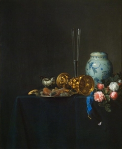 Still Life with a Golden Goblet and Roses by Simon Luttichuys