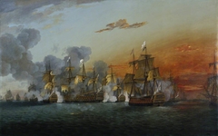 The Battle of the Saints, 12th April 1782, 6.30 p.m.: The ‘Ville de Paris’ striking her Colours by Thomas Luny