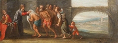 The Chirk Cabinet: the Seven Acts of Mercy: to clothe the naked by Anonymous