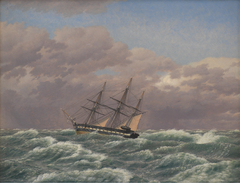 The Corvette "Galathea" in a Storm in the North Sea by Christoffer Wilhelm Eckersberg