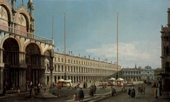 The Piazza San Marco, Venice, looking towards the Procuratie Nuove and the Church of San Geminiano from the Campo di San Basso by Canaletto