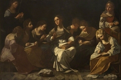 The Virgin and her Companions sewing the Veil of the Temple by Anonymous