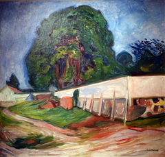 Trees and Garden Wall in Åsgårdstrand by Edvard Munch