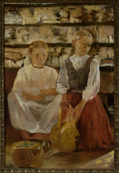 Two girls with a pitcher by Jacek Malczewski