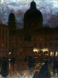 Wittelsbacher Square in Munich at night by Aleksander Gierymski