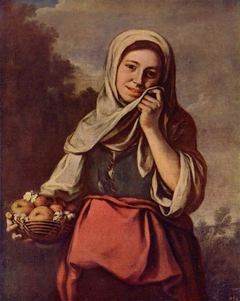 Mädchen mit Früchten und Blumen by Bartolomé Esteban Murillo