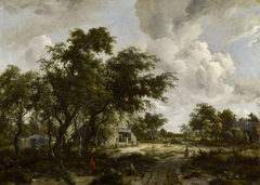 Village with Water Mill among Trees by Meindert Hobbema