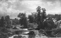 Watermill in a Wooded Landscape with Rainy Weather by Andreas Achenbach