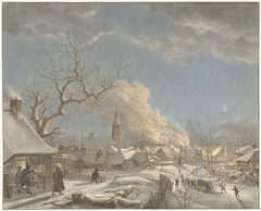 Winter, nacht en vuur by Jacob Cats 1741-1799