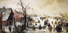 Winter Scene on a Canal by Hendrick Avercamp