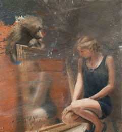 Woman at the mirror with baboon by Nicola Pucci