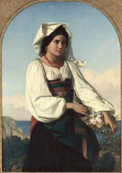 Young girl carrying flowers (festa dell'inflorenta) by Félix-Joseph Barrias