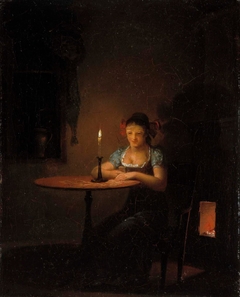 Young Woman Playing Patience by Aleksander Lauréus