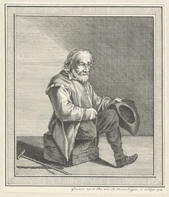 Zittende man met één been by Hendrik Nieuwenhuysen