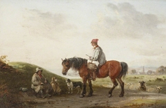 A Boy on Horseback conversing with a Countryman at the Roadside by Edmund Bristow