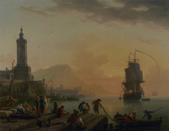 A Calm at a Mediterranean Port by Claude-Joseph Vernet