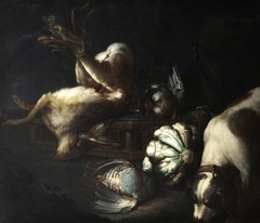 A Dog with a Still Life of Dead Game and Vegetables by Anonymous