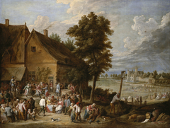 A Feast at Harvest-Time, with the House of Drij Toren in the Background by David Teniers the Younger