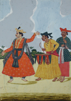 A male dancer accompanied by two musicians by Anonymous