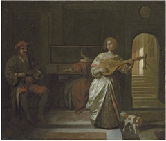 A Musical Company of Three Figures by Pieter de Hooch