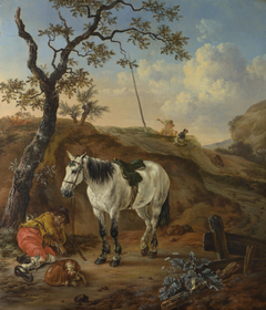 A White Horse standing by a Sleeping Man by Pieter Cornelisz Verbeeck