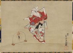 Actor Arashi Sangorō I Performing the "Catching the Fox" Dance by Torii Kiyonobu