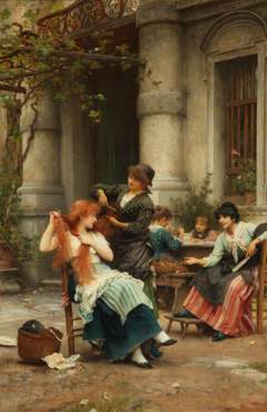 An al fresco toilette by Luke Fildes