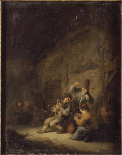 An Interior with a Bagpipe Player by Adriaen van Ostade