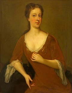 An Unknown  Lady in a Red Dress and Blue Cloak by Anonymous