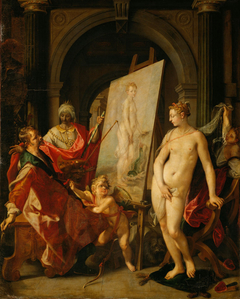 Apelles malt Kampaspe by Joos van Winghe