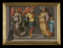 Archangels Gabriel, Michael, and Raphael with Tobias and a Female Donor by Maestro di Serumido