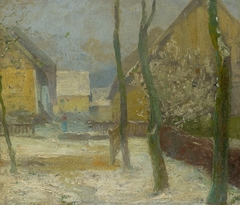 Artist's Courtyard in Slanec in Winter by Lajos Csordák