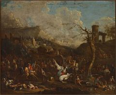 Battle near a port by Arnold Frans Rubens