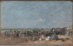 Beach Scene in Trouville by Eugène Louis Boudin