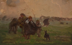 Before the storm, sketch for the painting “Storm” by Józef Chełmoński