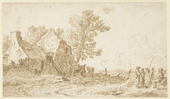 Boerderij aan een weg by Jan van Goyen