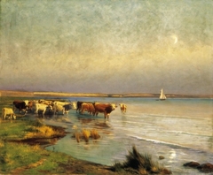 Cows by the Lake Balaton by Gyula Aggházy