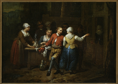 Dancing in front of a tavern by Jan Baptist Lambrechts