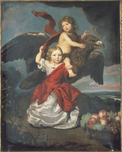 Double portrait of two children as Hebe and Ganymede by Nicolaes Maes