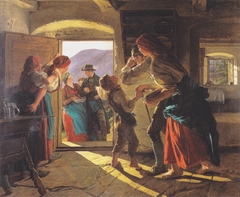 Entrance og the newlyweds by Ferdinand Georg Waldmüller