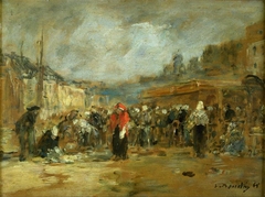 Fish Market, Honfleur by Eugène Boudin